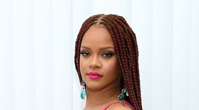 Rihanna wore a pink dress made of feathers to a festival in Barbados