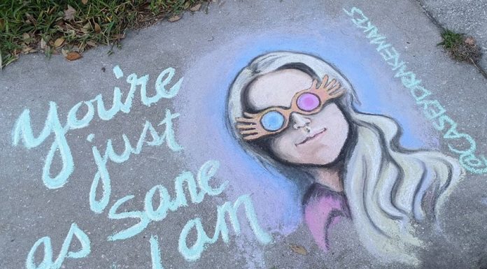 This artist is cheering up her neighbors by drawing characters like Luna Lovegood and Ariel on her driveway